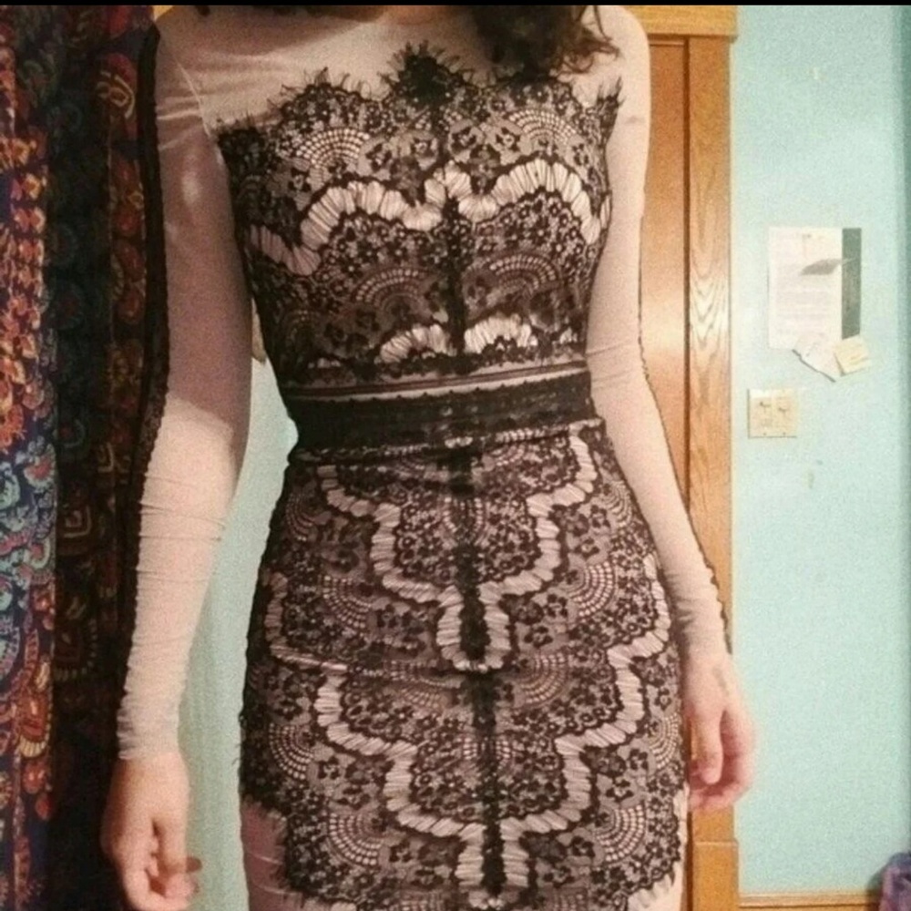 Mesh lace bodycon dress